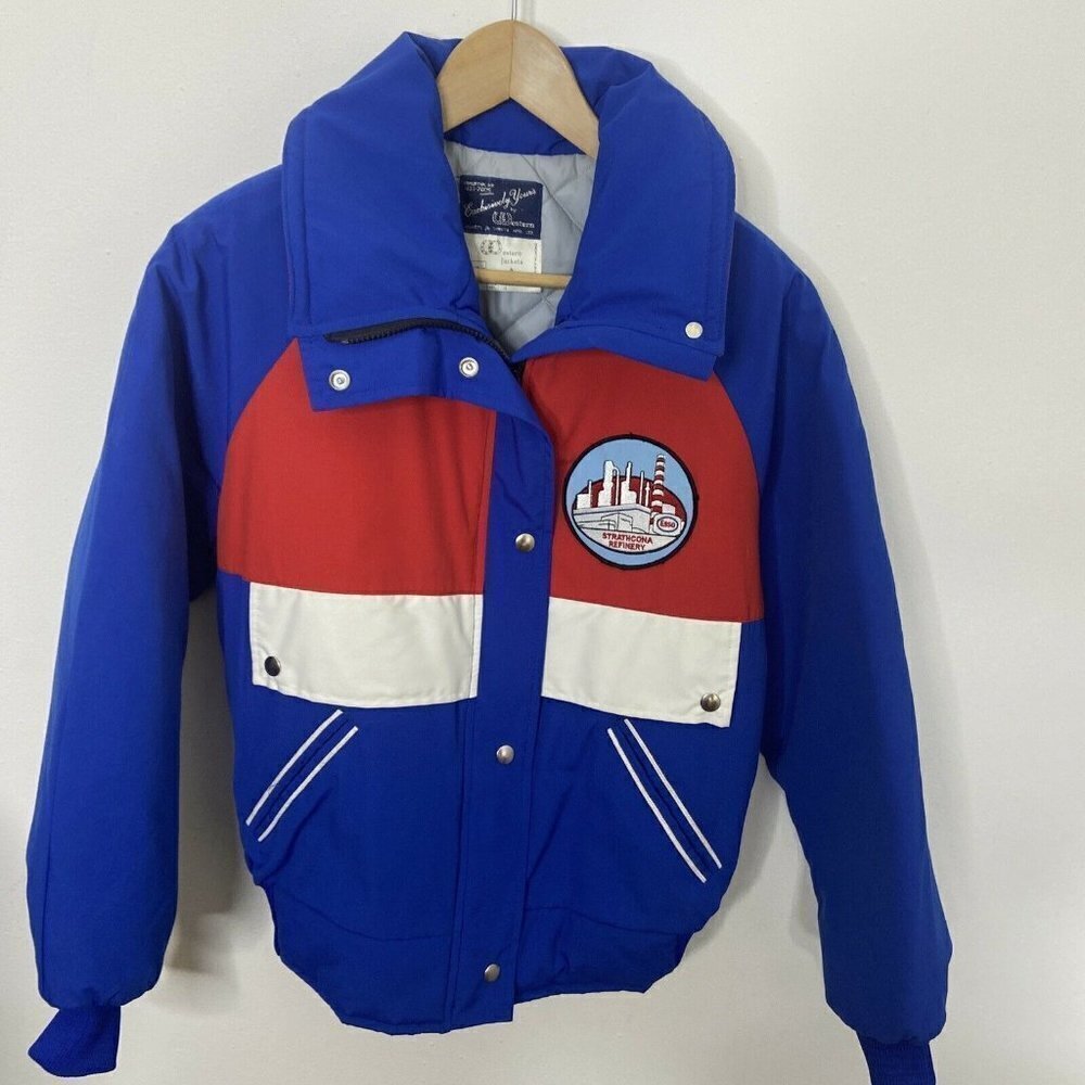 Vintage Esso Strathcona Oil Refinery Snap Jacket Mint Bomber Oil Men S/M Alberta